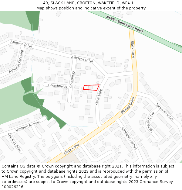 49, SLACK LANE, CROFTON, WAKEFIELD, WF4 1HH: Location map and indicative extent of plot