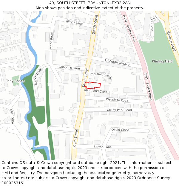 49, SOUTH STREET, BRAUNTON, EX33 2AN: Location map and indicative extent of plot