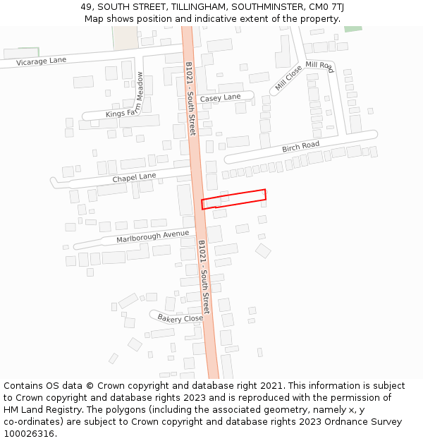 49, SOUTH STREET, TILLINGHAM, SOUTHMINSTER, CM0 7TJ: Location map and indicative extent of plot