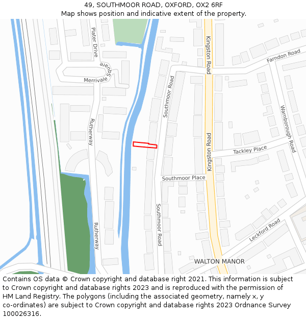 49, SOUTHMOOR ROAD, OXFORD, OX2 6RF: Location map and indicative extent of plot