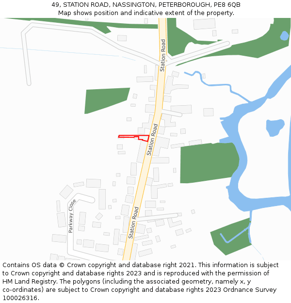 49, STATION ROAD, NASSINGTON, PETERBOROUGH, PE8 6QB: Location map and indicative extent of plot