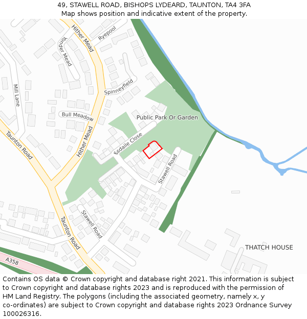 49, STAWELL ROAD, BISHOPS LYDEARD, TAUNTON, TA4 3FA: Location map and indicative extent of plot