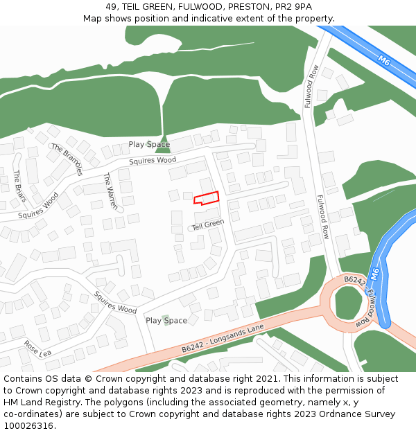 49, TEIL GREEN, FULWOOD, PRESTON, PR2 9PA: Location map and indicative extent of plot