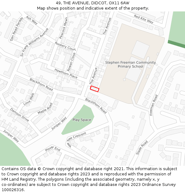 49, THE AVENUE, DIDCOT, OX11 6AW: Location map and indicative extent of plot