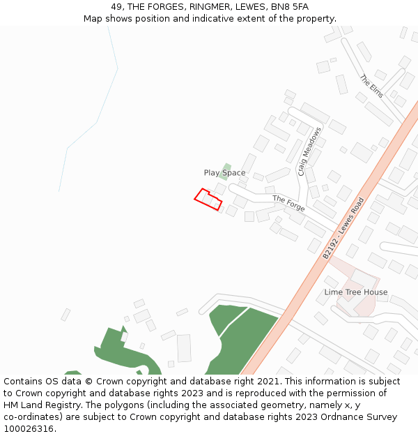 49, THE FORGES, RINGMER, LEWES, BN8 5FA: Location map and indicative extent of plot