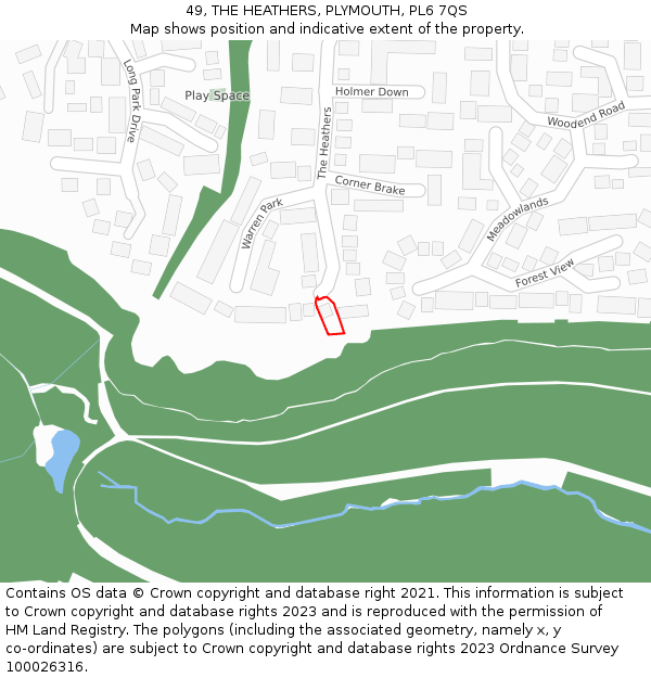 49, THE HEATHERS, PLYMOUTH, PL6 7QS: Location map and indicative extent of plot