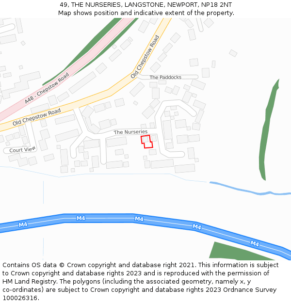 49, THE NURSERIES, LANGSTONE, NEWPORT, NP18 2NT: Location map and indicative extent of plot