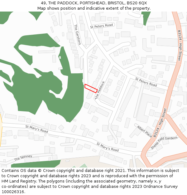 49, THE PADDOCK, PORTISHEAD, BRISTOL, BS20 6QX: Location map and indicative extent of plot