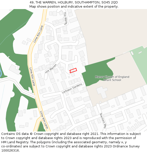 49, THE WARREN, HOLBURY, SOUTHAMPTON, SO45 2QD: Location map and indicative extent of plot