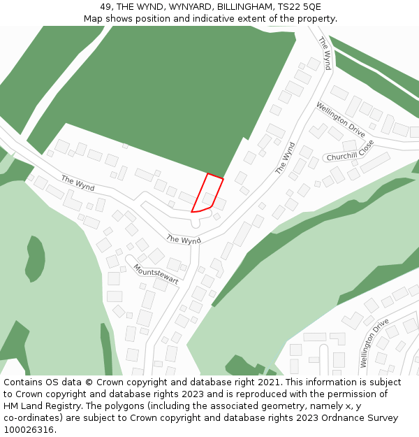 49, THE WYND, WYNYARD, BILLINGHAM, TS22 5QE: Location map and indicative extent of plot