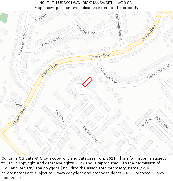 49, THELLUSSON WAY, RICKMANSWORTH, WD3 8RL: Location map and indicative extent of plot