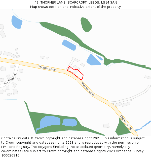 49, THORNER LANE, SCARCROFT, LEEDS, LS14 3AN: Location map and indicative extent of plot