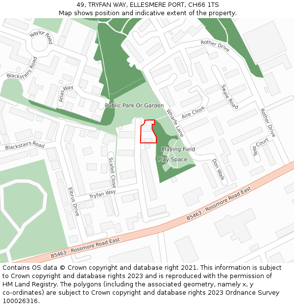 49, TRYFAN WAY, ELLESMERE PORT, CH66 1TS: Location map and indicative extent of plot