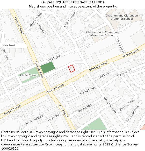 49, VALE SQUARE, RAMSGATE, CT11 9DA: Location map and indicative extent of plot