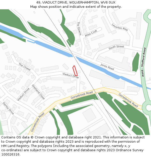 49, VIADUCT DRIVE, WOLVERHAMPTON, WV6 0UX: Location map and indicative extent of plot