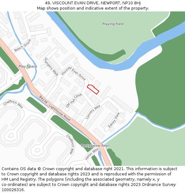 49, VISCOUNT EVAN DRIVE, NEWPORT, NP10 8HJ: Location map and indicative extent of plot