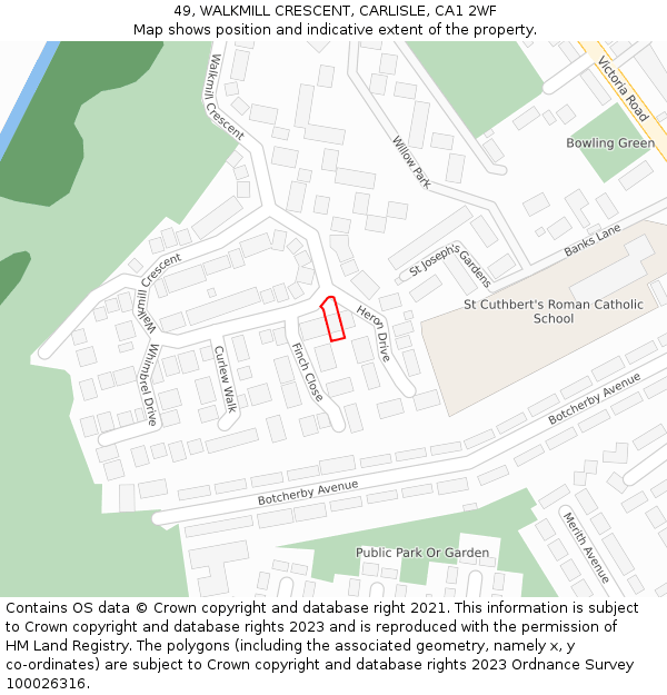 49, WALKMILL CRESCENT, CARLISLE, CA1 2WF: Location map and indicative extent of plot