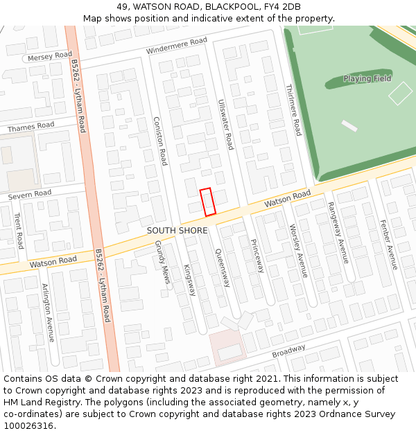 49, WATSON ROAD, BLACKPOOL, FY4 2DB: Location map and indicative extent of plot