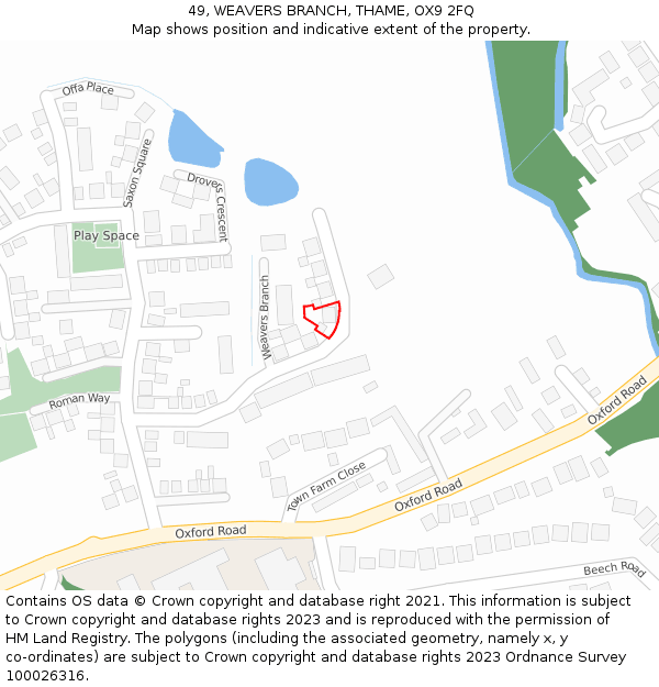 49, WEAVERS BRANCH, THAME, OX9 2FQ: Location map and indicative extent of plot