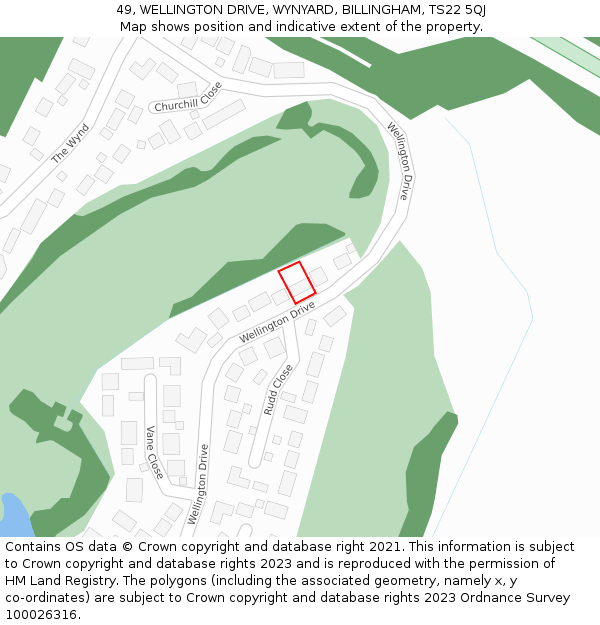 49, WELLINGTON DRIVE, WYNYARD, BILLINGHAM, TS22 5QJ: Location map and indicative extent of plot