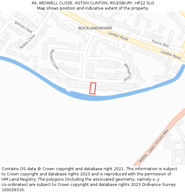 49, WENWELL CLOSE, ASTON CLINTON, AYLESBURY, HP22 5LG: Location map and indicative extent of plot