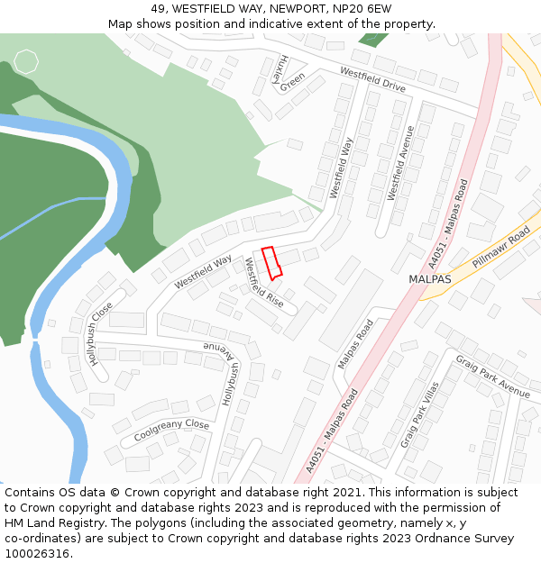49, WESTFIELD WAY, NEWPORT, NP20 6EW: Location map and indicative extent of plot