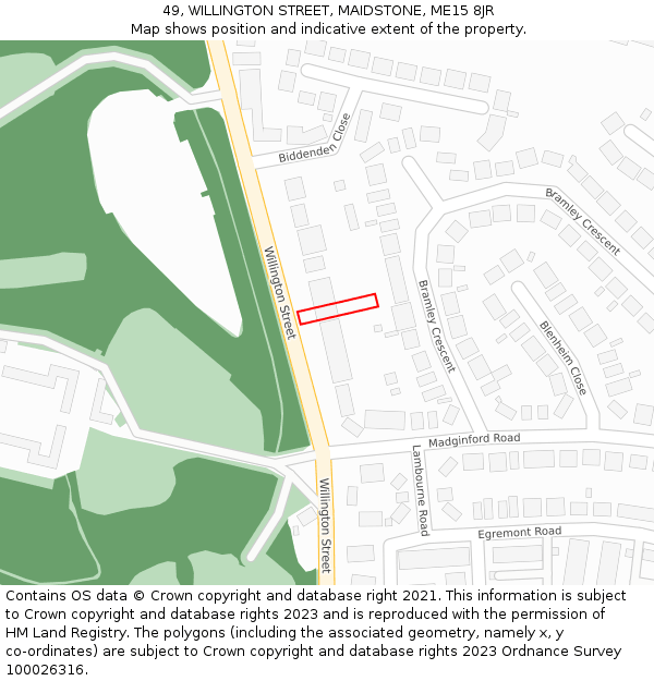 49, WILLINGTON STREET, MAIDSTONE, ME15 8JR: Location map and indicative extent of plot