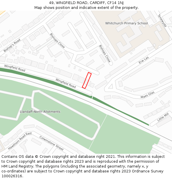 49, WINGFIELD ROAD, CARDIFF, CF14 1NJ: Location map and indicative extent of plot