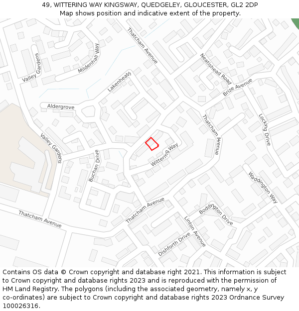 49, WITTERING WAY KINGSWAY, QUEDGELEY, GLOUCESTER, GL2 2DP: Location map and indicative extent of plot