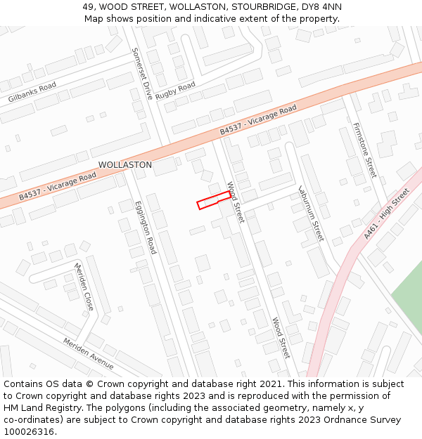 49, WOOD STREET, WOLLASTON, STOURBRIDGE, DY8 4NN: Location map and indicative extent of plot