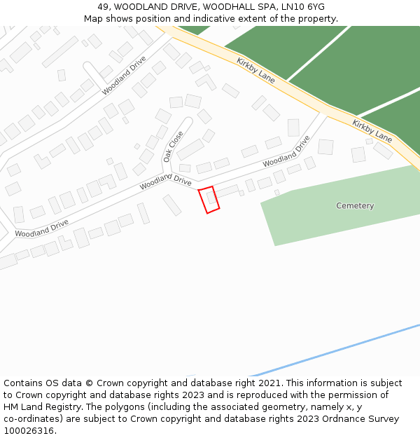 49, WOODLAND DRIVE, WOODHALL SPA, LN10 6YG: Location map and indicative extent of plot