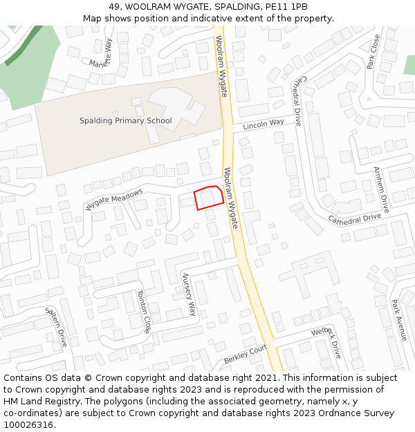 49, WOOLRAM WYGATE, SPALDING, PE11 1PB: Location map and indicative extent of plot