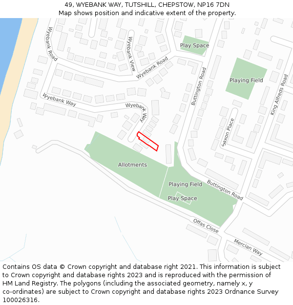 49, WYEBANK WAY, TUTSHILL, CHEPSTOW, NP16 7DN: Location map and indicative extent of plot