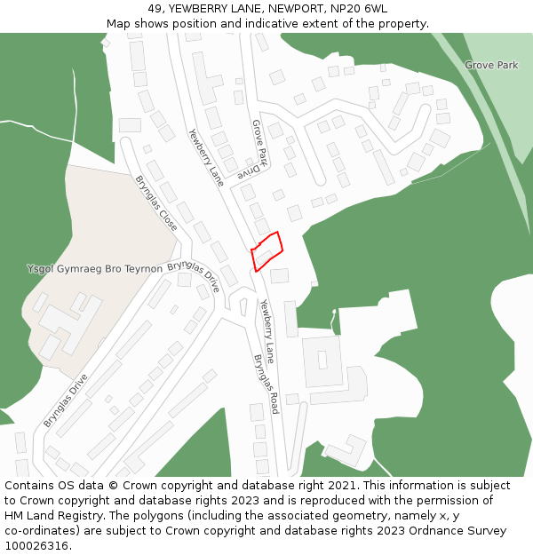 49, YEWBERRY LANE, NEWPORT, NP20 6WL: Location map and indicative extent of plot