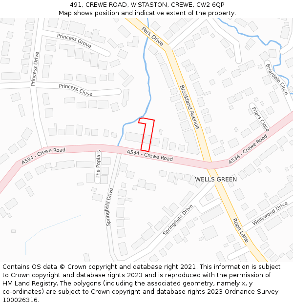 491, CREWE ROAD, WISTASTON, CREWE, CW2 6QP: Location map and indicative extent of plot