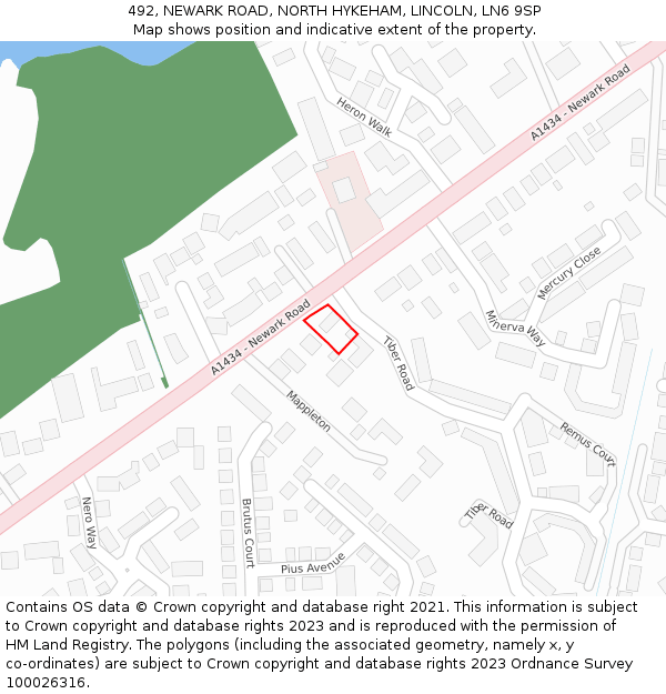 492, NEWARK ROAD, NORTH HYKEHAM, LINCOLN, LN6 9SP: Location map and indicative extent of plot