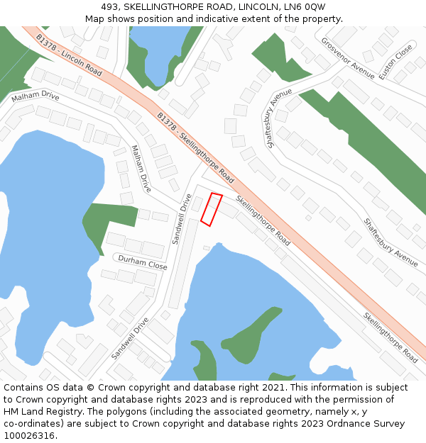 493, SKELLINGTHORPE ROAD, LINCOLN, LN6 0QW: Location map and indicative extent of plot