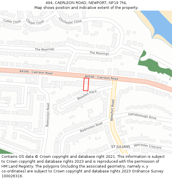 494, CAERLEON ROAD, NEWPORT, NP19 7NL: Location map and indicative extent of plot