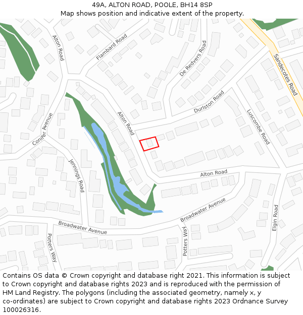 49A, ALTON ROAD, POOLE, BH14 8SP: Location map and indicative extent of plot