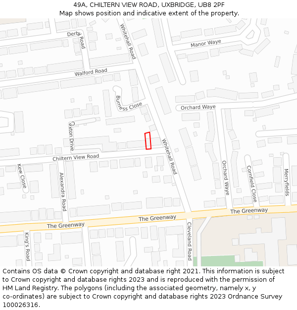 49A, CHILTERN VIEW ROAD, UXBRIDGE, UB8 2PF: Location map and indicative extent of plot