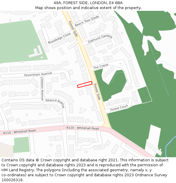 49A, FOREST SIDE, LONDON, E4 6BA: Location map and indicative extent of plot