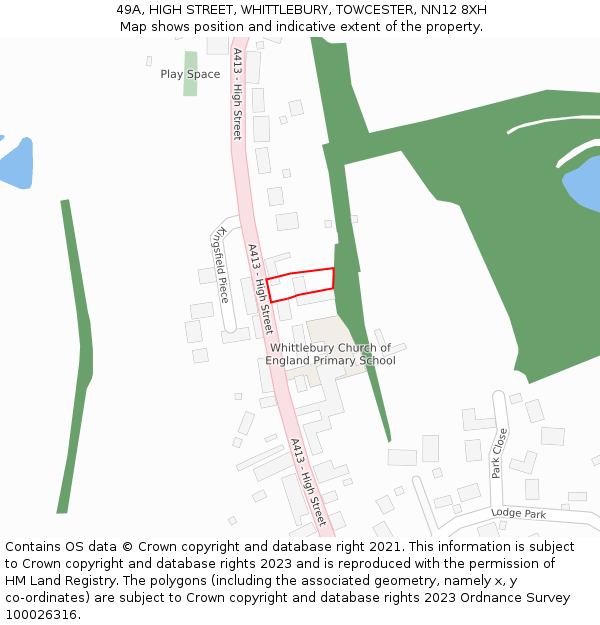 49A, HIGH STREET, WHITTLEBURY, TOWCESTER, NN12 8XH: Location map and indicative extent of plot