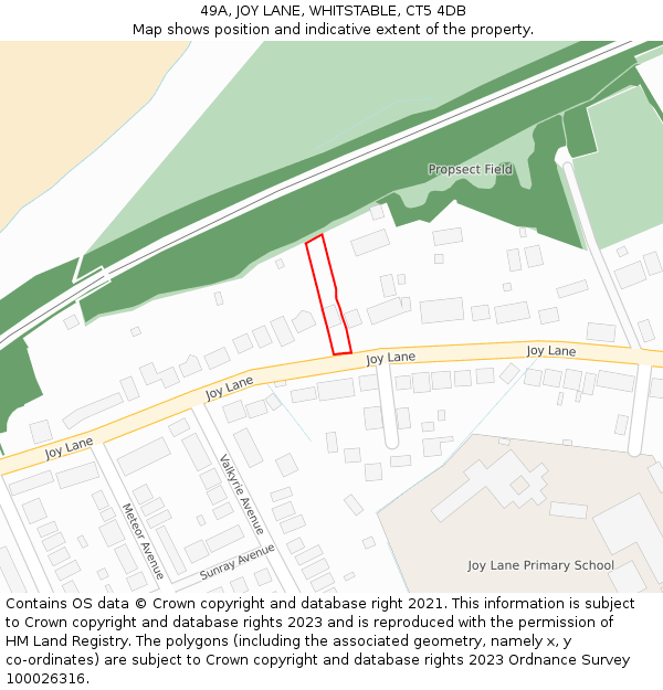 49A, JOY LANE, WHITSTABLE, CT5 4DB: Location map and indicative extent of plot