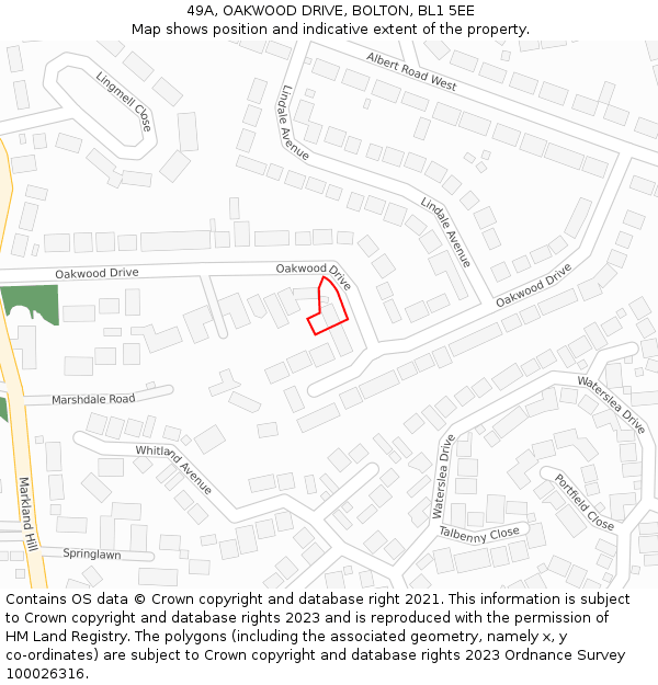 49A, OAKWOOD DRIVE, BOLTON, BL1 5EE: Location map and indicative extent of plot