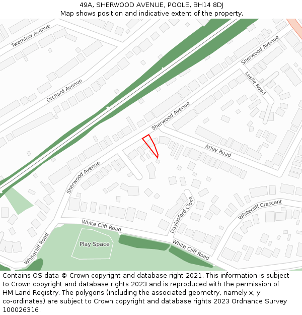 49A, SHERWOOD AVENUE, POOLE, BH14 8DJ: Location map and indicative extent of plot