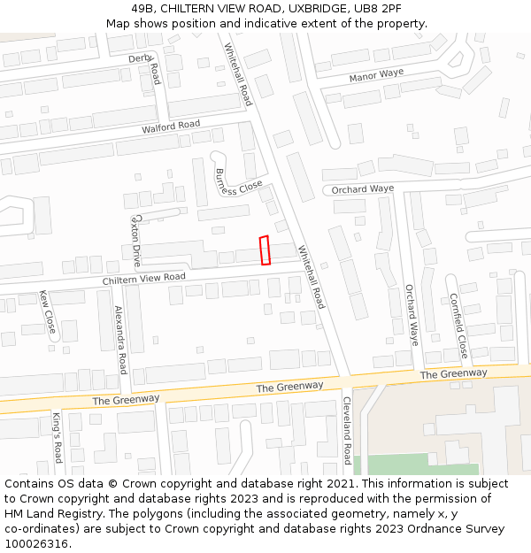 49B, CHILTERN VIEW ROAD, UXBRIDGE, UB8 2PF: Location map and indicative extent of plot