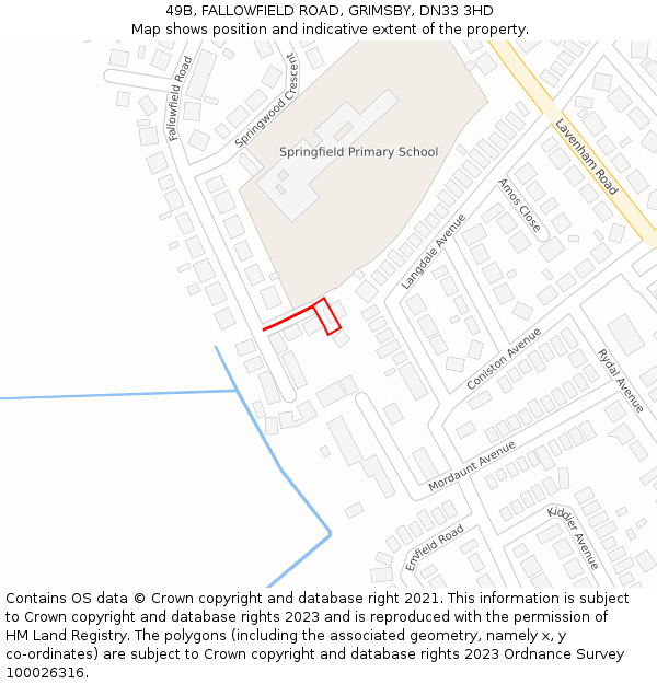 49B, FALLOWFIELD ROAD, GRIMSBY, DN33 3HD: Location map and indicative extent of plot