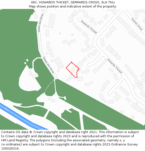 49C, HOWARDS THICKET, GERRARDS CROSS, SL9 7NU: Location map and indicative extent of plot