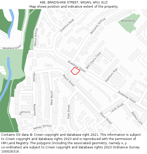 49E, BRADSHAW STREET, WIGAN, WN1 3UZ: Location map and indicative extent of plot