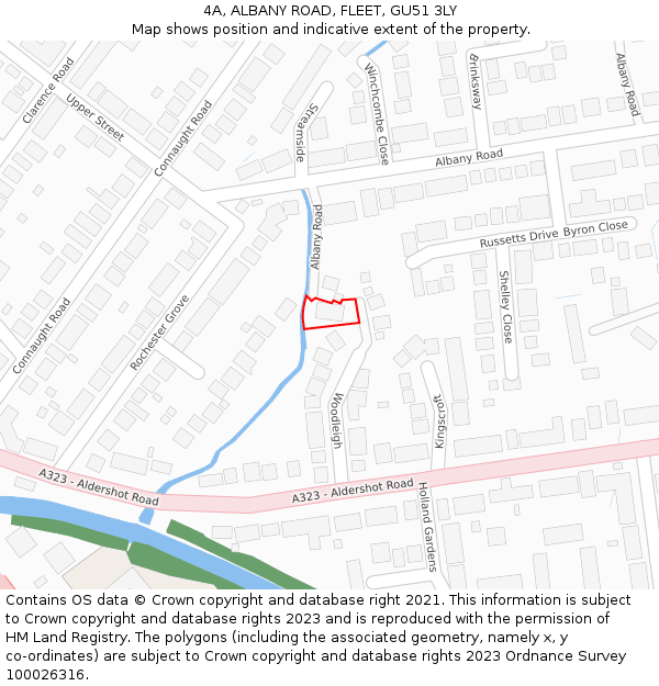 4A, ALBANY ROAD, FLEET, GU51 3LY: Location map and indicative extent of plot